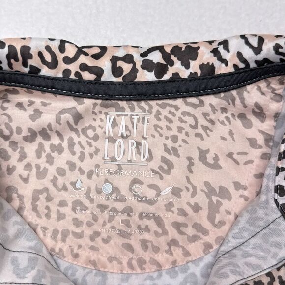 Kate‎ Lord Golf Top Size Large Pink Leopard Print Tennis Saddlebrook Resort Polo - Picture 6 of 11